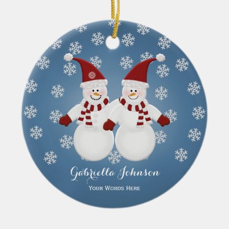 Personalized Snowman Twins Ornament