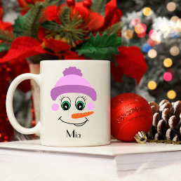 Personalized Snowman Wearing Hat with Custom Name Coffee Mug