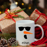 Personalized Snowman with Sunglasses,Christmas Mug<br><div class="desc">This adorable personalized snowman Christmas mug is Great for kids during the holiday season! Ideal for hot chocolate,  this festive mug showcases a cheerful holiday snowman design. Add a personal touch by customizing it with a name,  making it a delightful gift for Christmas.</div>