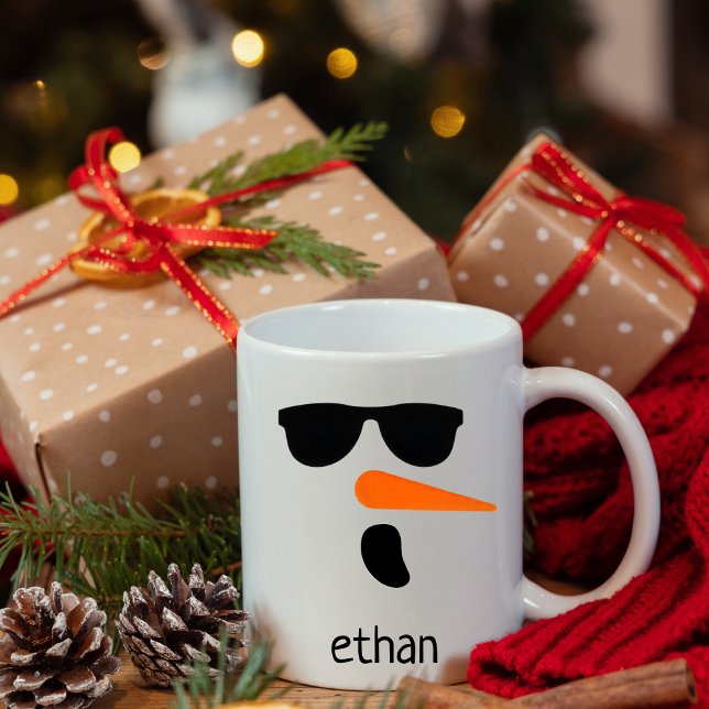Personalized Snowman with Sunglasses,Christmas Mug (Creator Uploaded)