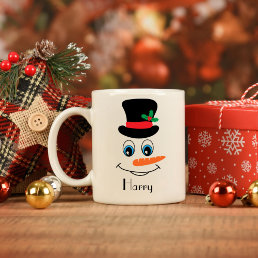 Personalized Snowman With Tophat Coffee Mug