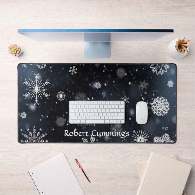 Personalized Snowy Evening Computer Desk Mat (Office 1)
