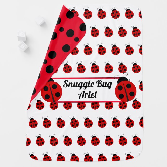 Personalized Snuggle Bug Red Ladybug Baby Baby Blanket (In Situ)