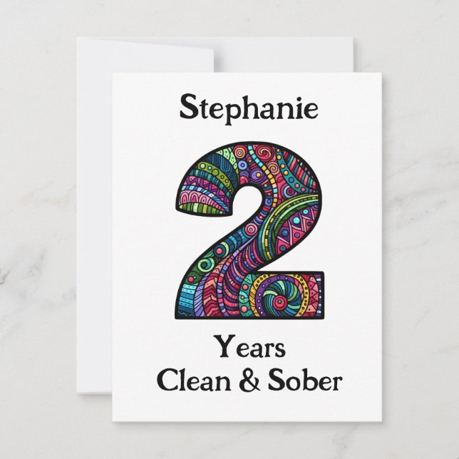 Personalized Sober Anniversary Card 2 Years  (Front)