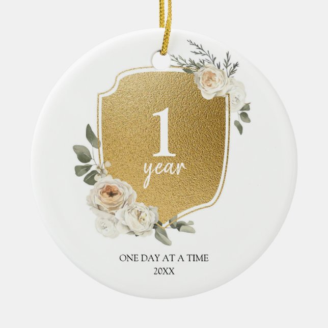 Personalized Sober Anniversary Christmas Ornament (Front)