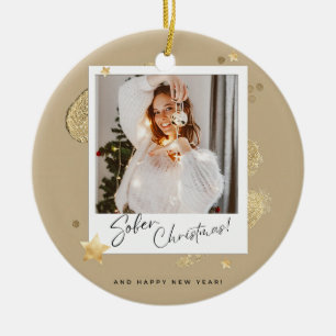 Personalized sober christmas ceramic ornament