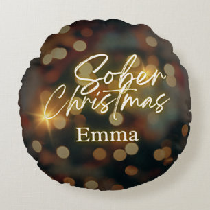 Personalized sober christmas round pillow