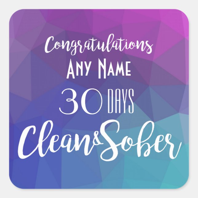 Personalized Sobriety Anniversary Birthday card Square Sticker (Front)