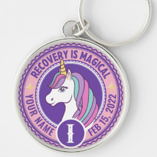 Personalized Sobriety Anniversary Gift for Women Keychain