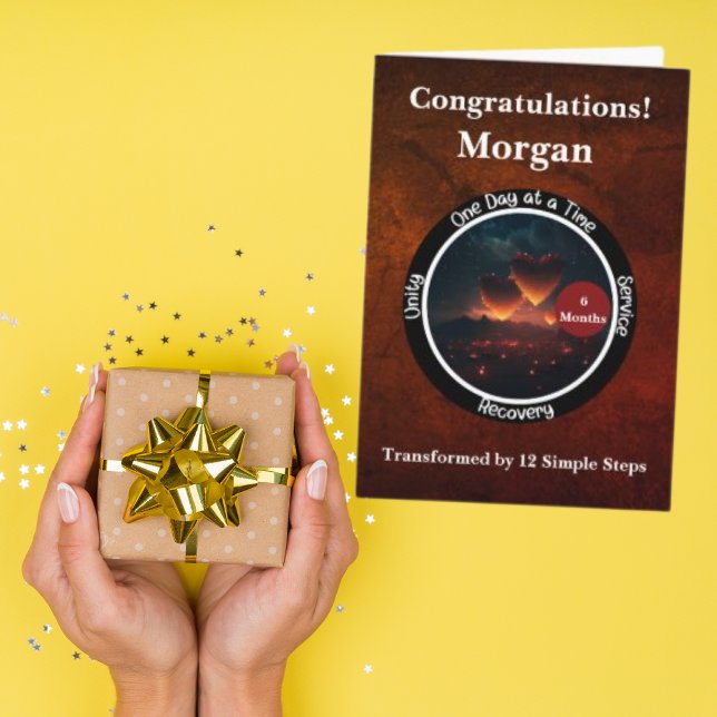 Personalized Sobriety Milestone Card - Hearts (Creator Uploaded)