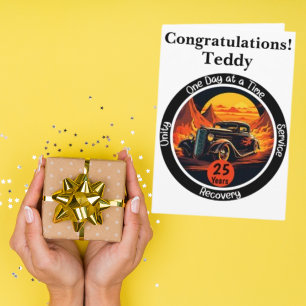 Personalized Sobriety Milestone Card - Hot Rod