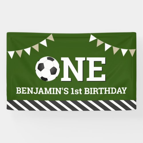 Personalized Soccer 1st Birthday Party Banner