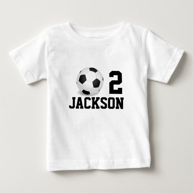 Personalized SOCCER Baby Boy Year Number Baby T-Shirt (Front)
