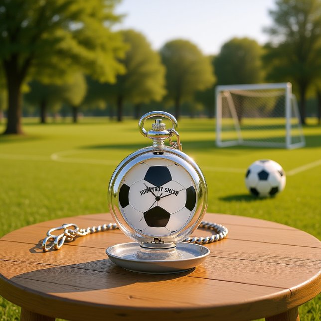 Personalized soccer ball 2 silver pocket watch (Creator Uploaded)
