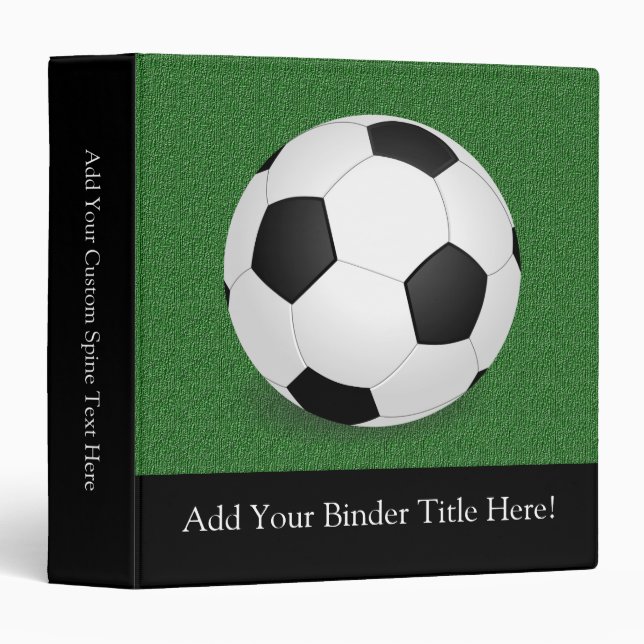 Personalized Soccer Ball 3 Ring Binder (Front/Spine)