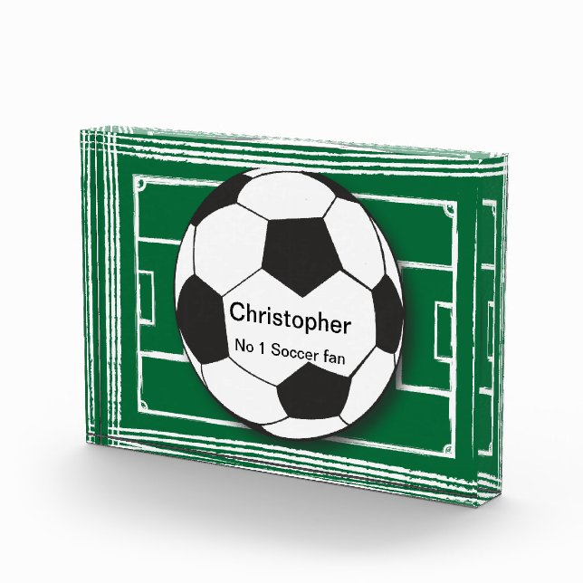 Personalized Soccer ball and field Acrylic Award (Right)