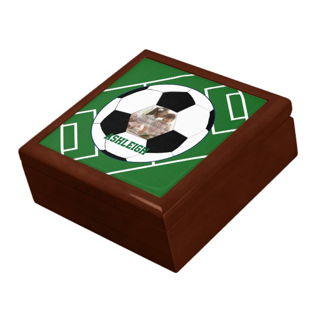 Personalized Soccer Ball and Field Photo template Gift Box (Side)