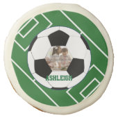 Personalized Soccer Ball and Field Photo template Sugar Cookie (Front)