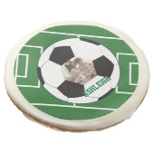 Personalized Soccer Ball and Field Photo template Sugar Cookie (Angled)