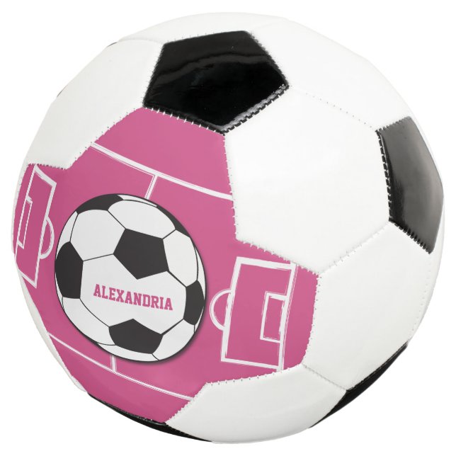Personalized Soccer Ball and Field Pink (Three Quarter)