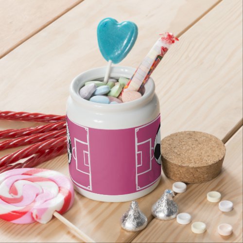 Personalized Soccer Ball and Field Pink Candy Jar