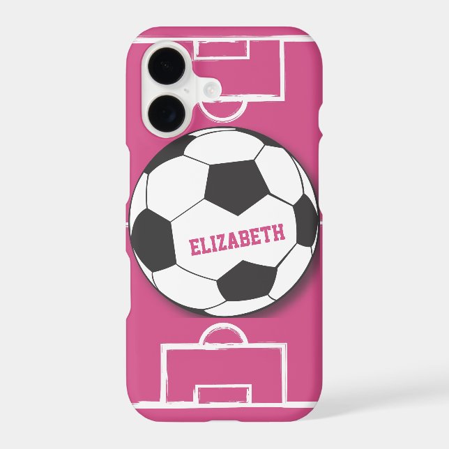 Personalized Soccer Ball and Field Pink Case-Mate iPhone Case (Back)
