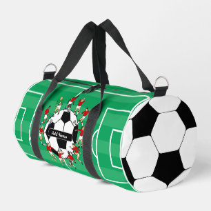 Personalized soccer ball and players duffle bag