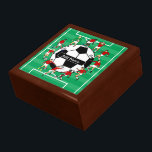 Personalized soccer ball and players gift box<br><div class="desc">Personalized soccer design featuring soccer players and soccer ball fully personalized with the name of your choice. Want players in a different color uniform / kit? contact us via our store</div>