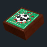 Personalized soccer ball and players gift box<br><div class="desc">Personalized soccer design featuring soccer players and soccer ball fully personalized with the name of your choice. Want players in a different color uniform / kit? contact us via our store</div>