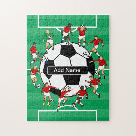 Personalized Soccer Ball And Players Jigsaw Puzzle