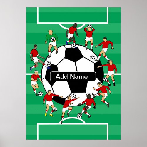 Personalized soccer ball and players poster
