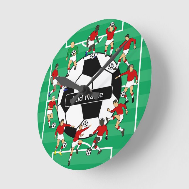 Personalized soccer ball and players round clock (Angle)