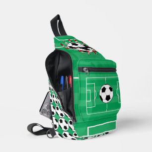 Personalized soccer ball and players sling bag