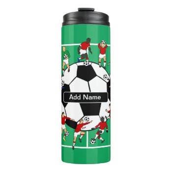 Personalized Soccer Ball And Players Thermal Tumbler by giftsbonanza at Zazzle