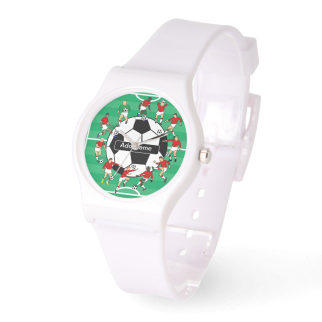 Personalized soccer ball and players watch (Angle)
