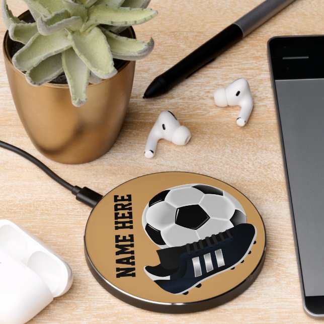 Personalized Soccer Ball and shoe Gifts  Wireless Charger (Desk 2)