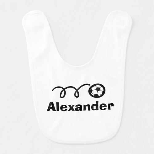 Personalized soccer ball baby bib with name