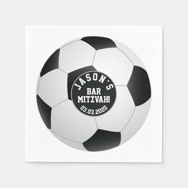 Personalized Soccer Ball Bar Mitzvah Napkins (Front)