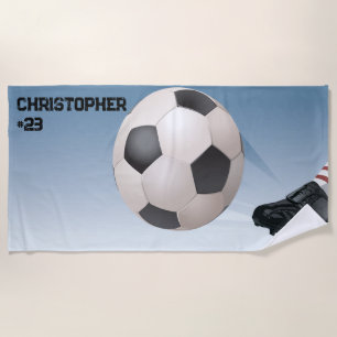 Personalized Soccer Ball Beach Towel