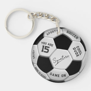 Personalized Soccer Ball Birthday Age Name Text Keychain