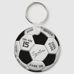 Personalized Soccer Ball Birthday Age Name Text Keychain