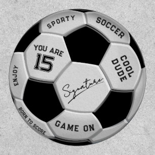 Personalized Soccer Ball Birthday Age Name Text Patch