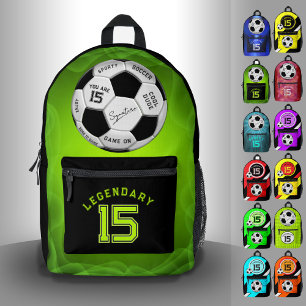Personalized Soccer Ball Birthday Age Name Text Printed Backpack