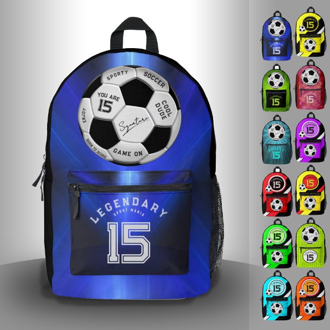 Personalized Soccer Ball Birthday  | Age Name Text Printed Backpack (Creator Uploaded)