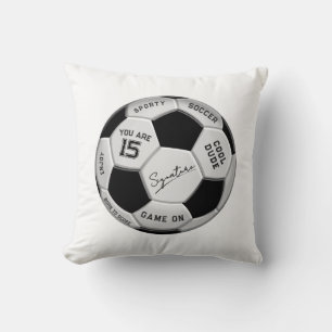 Personalized Soccer Ball Birthday    Age Name Text Throw Pillow