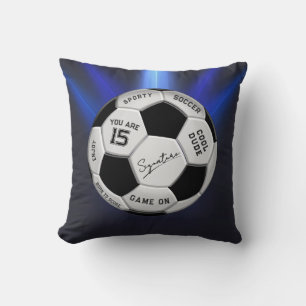 Personalized Soccer Ball Birthday    Age Name Text Throw Pillow