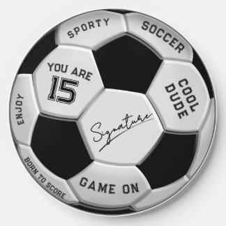 Personalized Soccer Ball Birthday  | Age Name Text Wireless Charger
