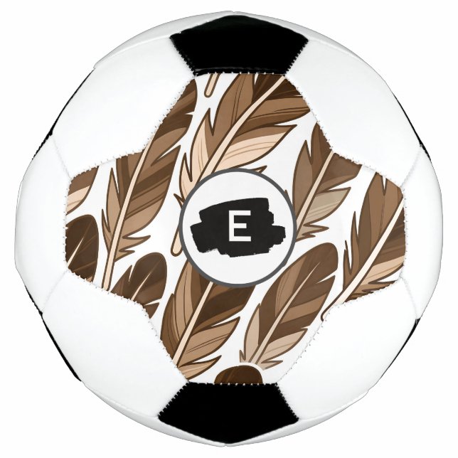 Personalized Soccer Ball – Boho Monogram Brown (Front)