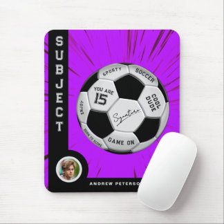 Personalized Soccer Ball Bold Font Pink Milestone  Mouse Pad