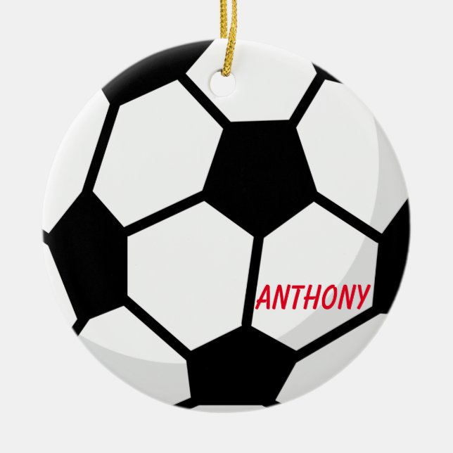 Personalized Soccer Ball Christmas Ornament (Front)
